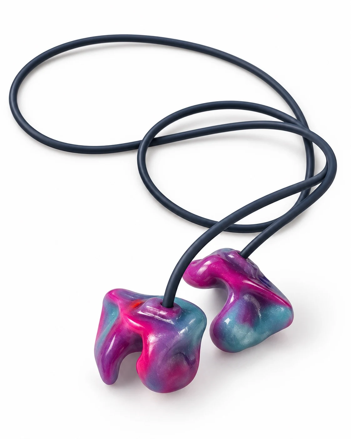 Colorful corded custom-molded EarWise hearing protection